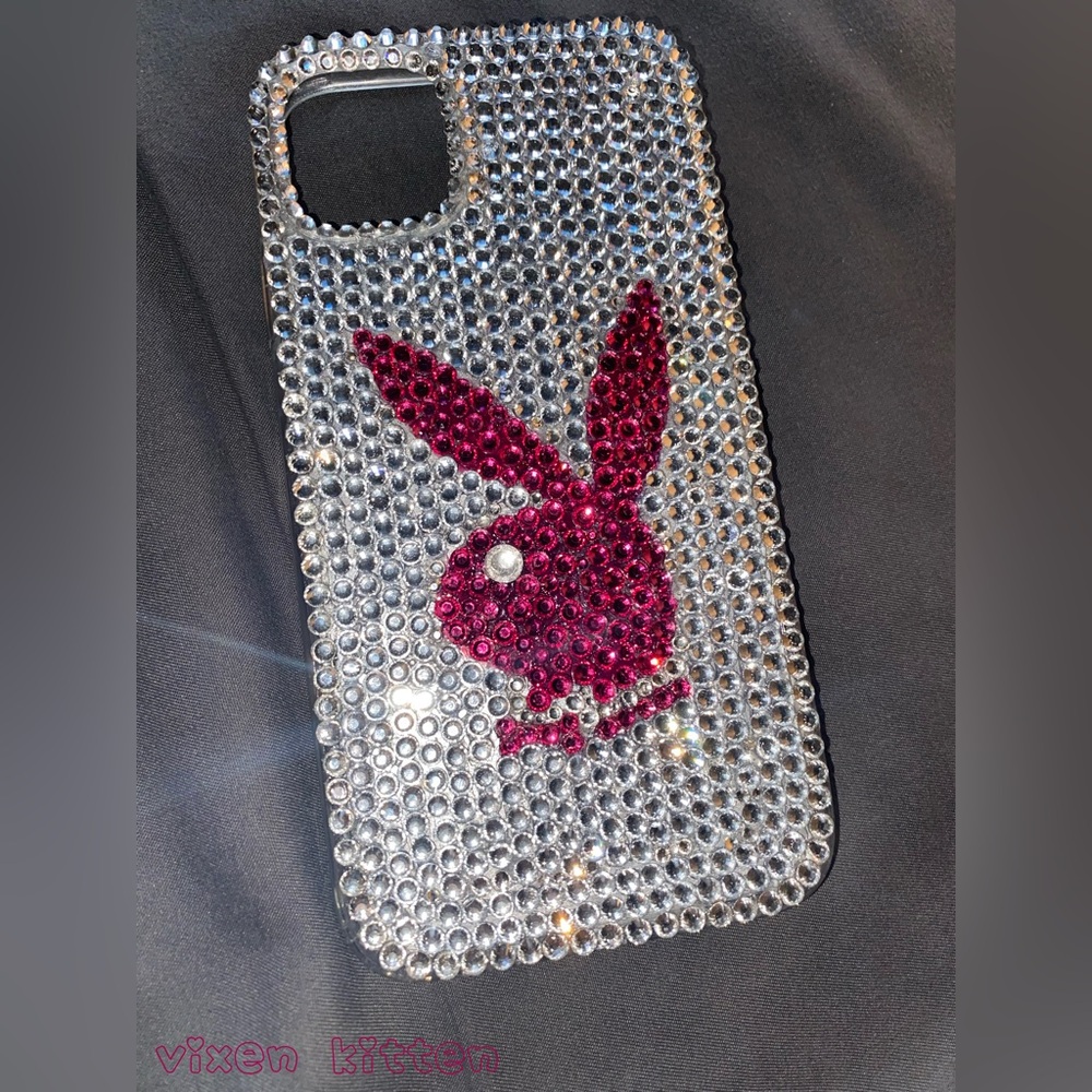 iPhone 11 Playboy inspired custom rhinestone gem phone case (flaws, read desc)